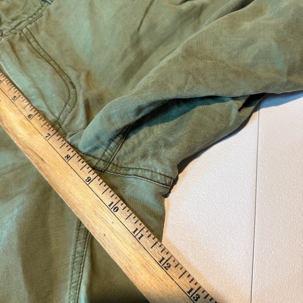 Anthropologie Women 2 Cargo Pants Army Green Pockets Wide Leg Baggy Fit Boho - Picture 7 of 9